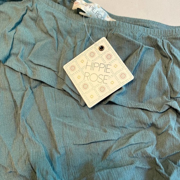 Hippie Rose One Shoulder Ruffle Crop Top Green XS - Picture 4 of 10